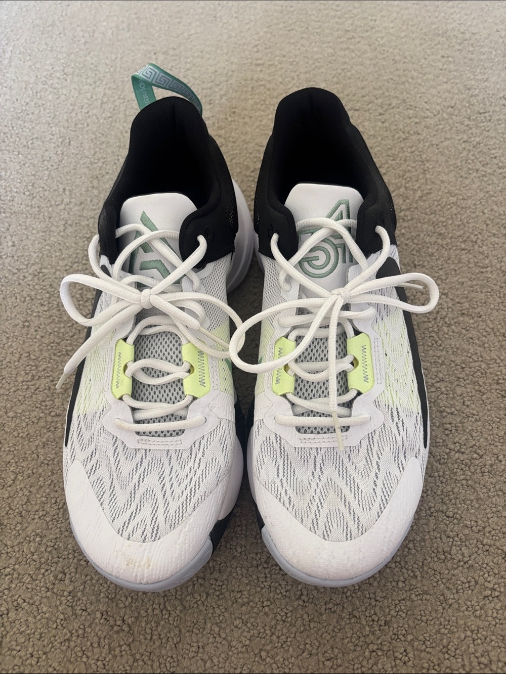 Giannis women’s White Basketball Sneakers with Light Green Accents